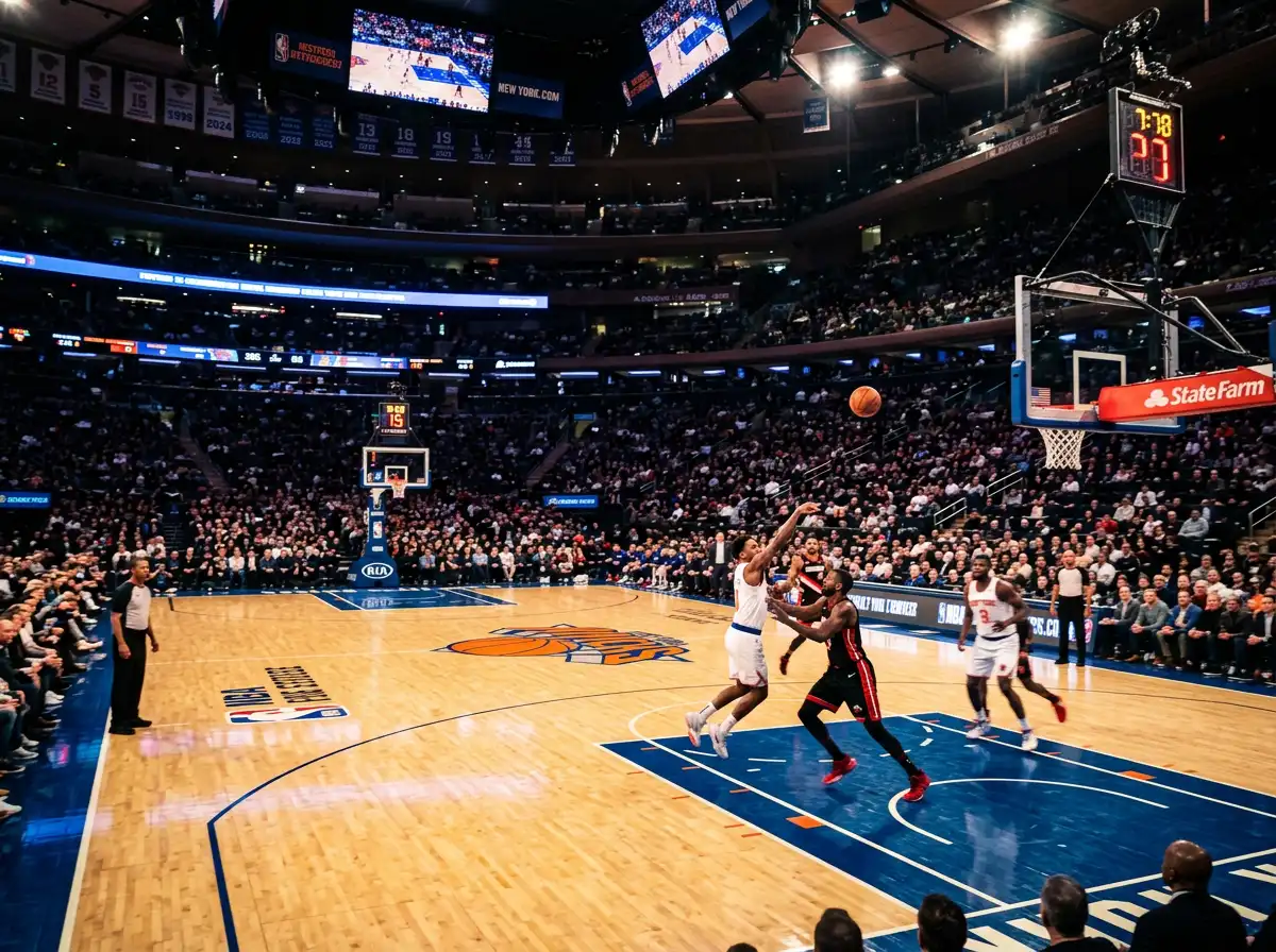 NBA basketball court with statistical overlay graphics showing player prop betting analysis