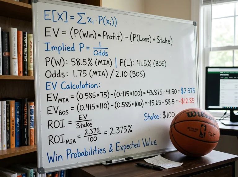 Expected value calculation diagram for NBA player props showing probability and odds comparison
