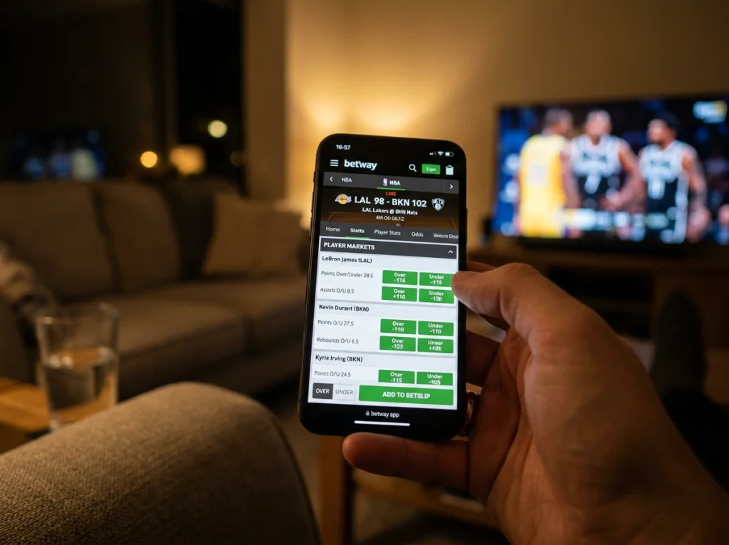 Betway NBA player props and specials betting interface for UK mobile bettors