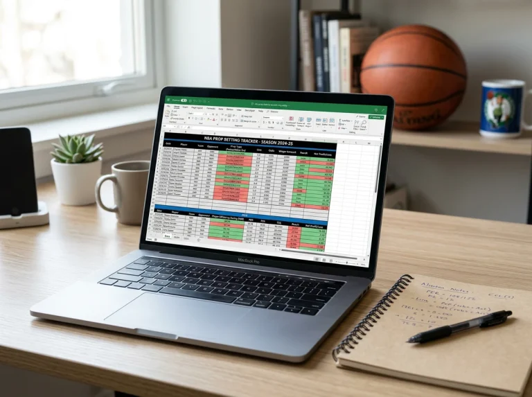 NBA prop betting spreadsheet showing performance tracking and record keeping