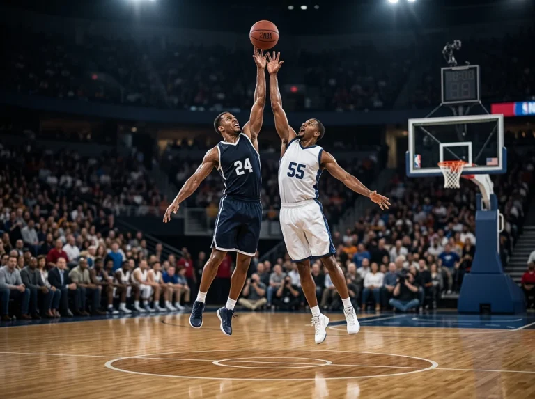 NBA basketball game action with multiple player props combined on betting slip
